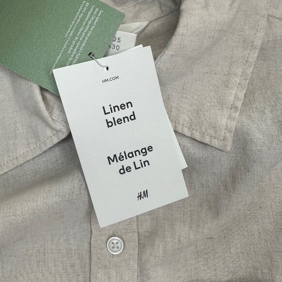 H&M Premium Linen & Cotton Blend Button Down Shirt XS - NEW - Picture 7 of 14